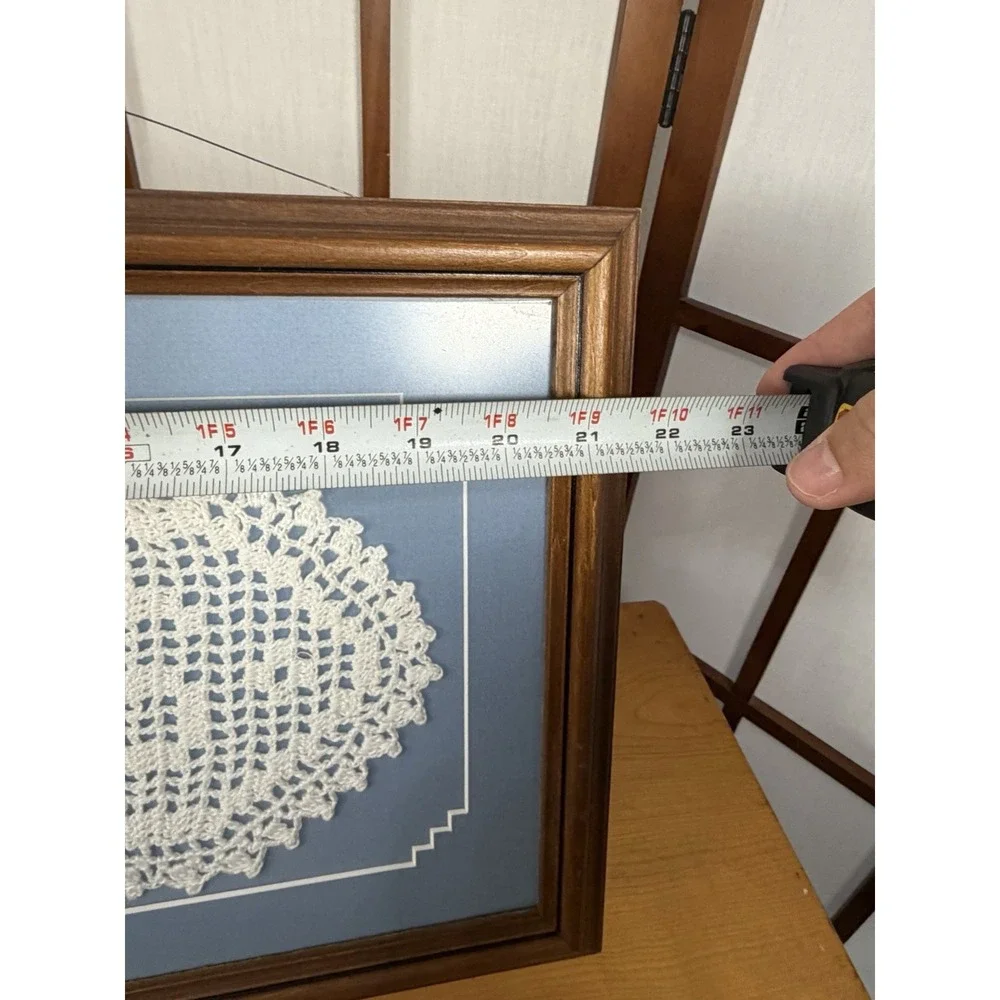 Framed Vintage Filet Crocheted Doily Spelling The Name FRANCIS 22x10